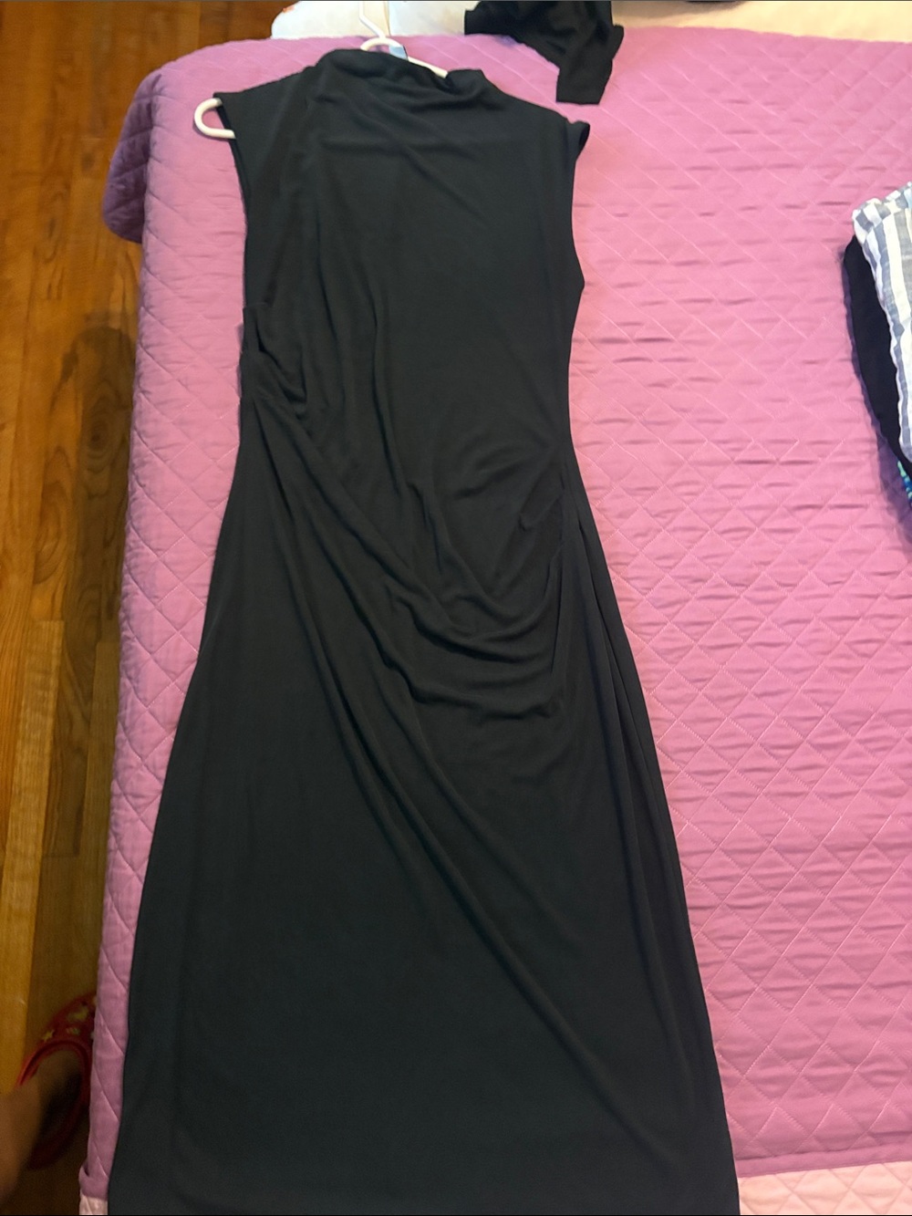 Old Navy Black Sleeveless Maxi Dress with Draped Side